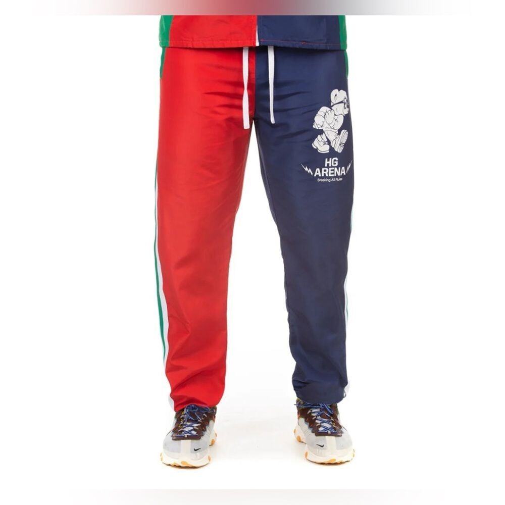 Hustle Gang Men's Def Defy Comfy Colorful Sweatpants Red/Blue Size L